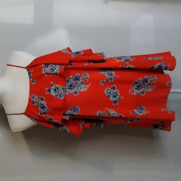 Line Up 143 Story Mini Floral Dress Red Blue Size Large - Picture 1 of 9